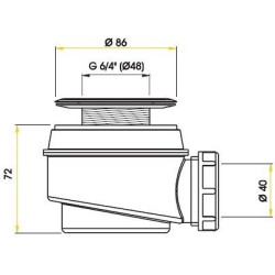 Сифоновый душевой коврик ALCAPLAST 86 мм