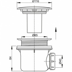 Siphon shower tray ALCAPLAST 116 mm