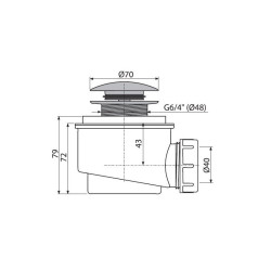 Siphon shower mat Click clack ALCAPLAST 70 mm