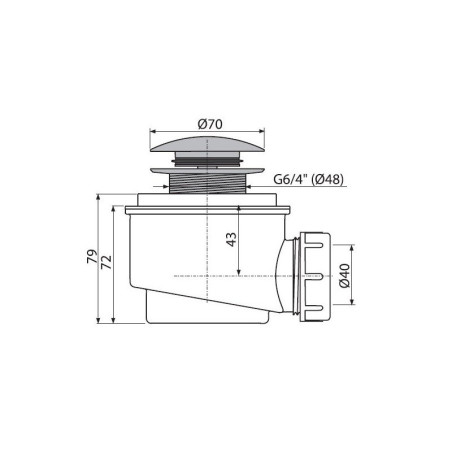 Siphon shower mat Click clack ALCAPLAST 70 mm
