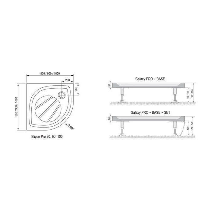 RAVAK Elipso Pro shower tray 100 x 100, white