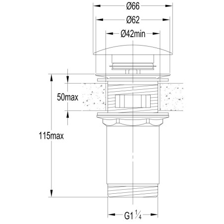 Click Clack OMNIRES bottom valve with overflow, gold