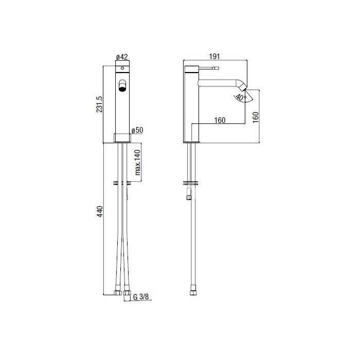 High faucet for sink ALPI Blue 241 mm, chrome / white / black / nickel