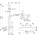 Termostatiskais maisītājs HANSGROHE Ecostat Select ar 90 cm dušas stendu Raindance Select S, 27037000