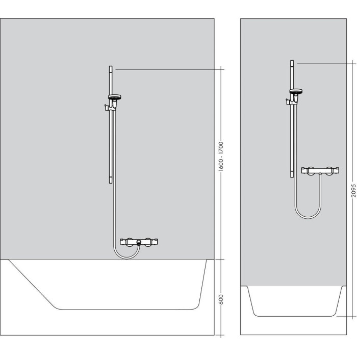Thermostatic mixer HANSGROHE Ecostat Select with 90 cm shower stand Raindance Select S, 27037000