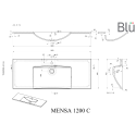Baldinis - подвесная раковина из каменной массы BLU Mensa, 1200 x 460 мм