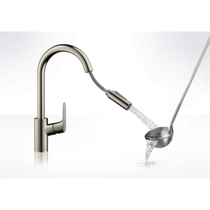 Virtuves (izlietnes) maisītājs ar izvelkamu snapu HANSGROHE Focus, 31815800