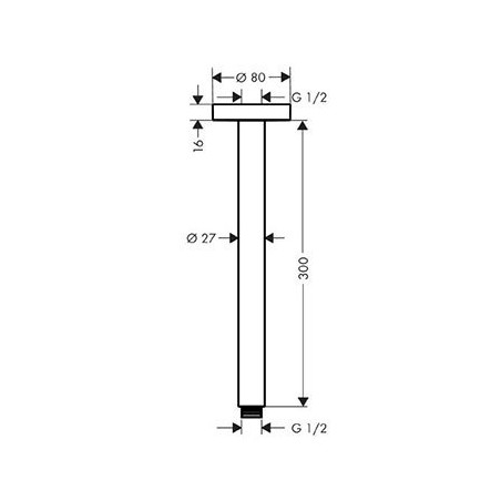 Держатель душа с потолка HANSGROHE 30 см, 27389000