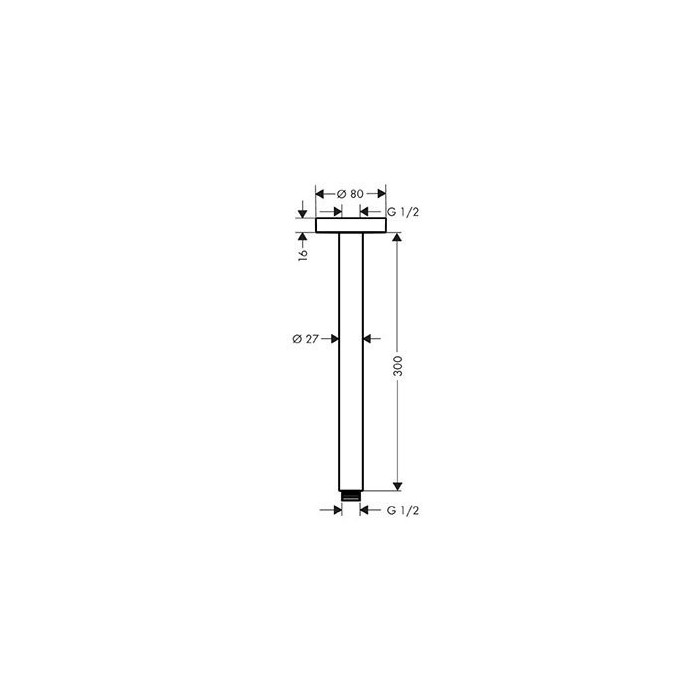 Dušas turētājs no griestiem HANSGROHE 30 cm, 27389000