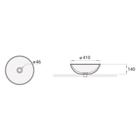 Akmens masas izlietne PAA Round Silk, grafīts, 410 mm