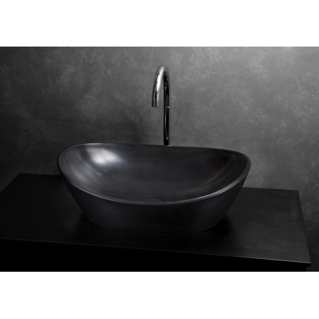 Stone composite washbasin PAA Amore Silk, Graphite, 600 x 370 mm