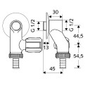 Vārsts leņķa hromēta veļas mašīna SCHELL 1/2"" x 3/4""