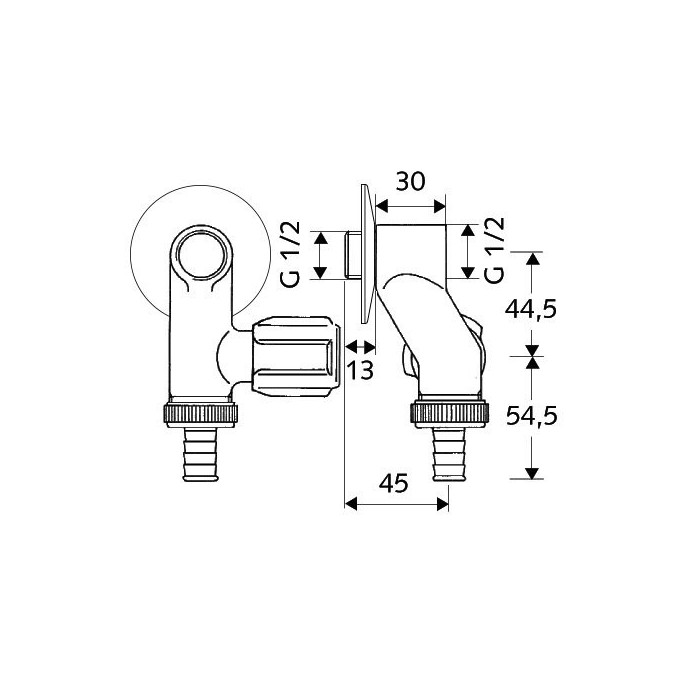 Valve corner chrome washing machine SCHELL 1/2"" x 3/4""