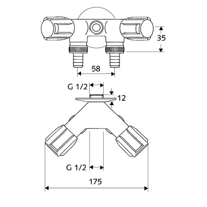 Клапан угловой хромированный для стиральной машины SCHELL 3/4"" x 1/2"" x 3/4""