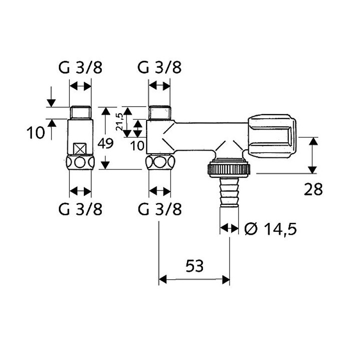 Vārsts campinis hromēts veļas mašīnai SCHELL 3/4''