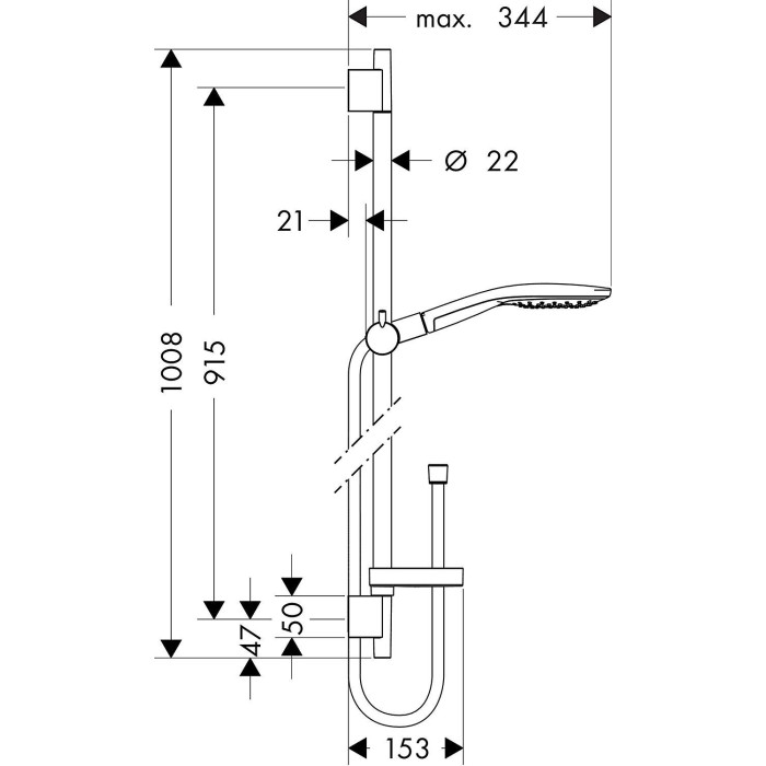 Dušas stenda komplekti HANSGROHE Raindance select S150 / Unica's puro, ar ziepju, 27803000