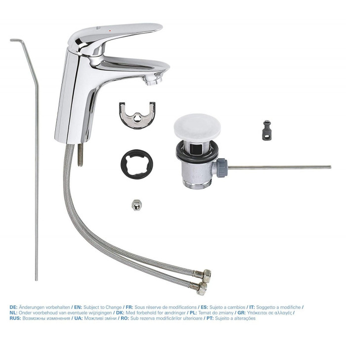 GROHE EuroStyle basin mixer with pop-up waste, 23707003