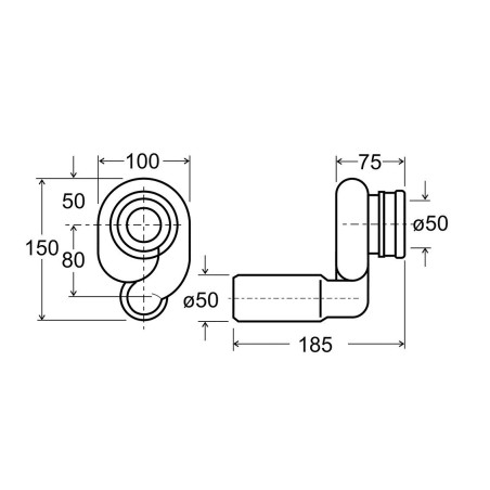 Siphon for toilet VIEGA with horizontal outlet, 492465