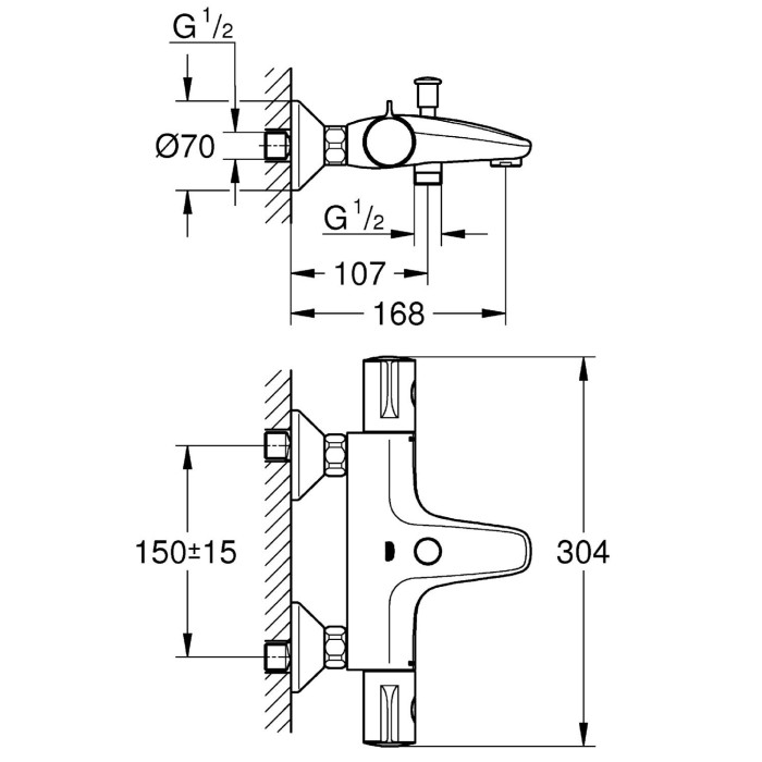 Термостатический смеситель для ванны - душ GROHE Grohtherm 800 Новый