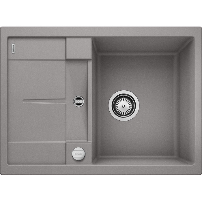 Кухонная мойка из каменной массы (гранитная) BLANCO METRA 45 S Compact, 68x50 см, алюминиевая металлическая