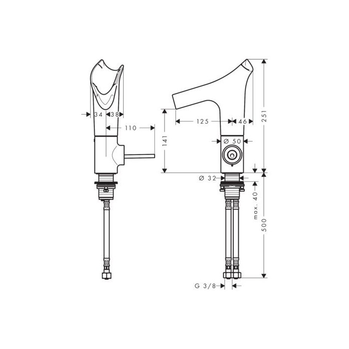 Смеситель для раковины HANSGROHE AXOR Starck V 140, 12112000