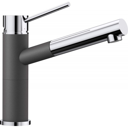 - BLANCO ALTA-S Compact mixer, stone gray/chromed with a pull-out spout