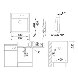 Ceramic sink BLANCO PANOR 60, 60x63 cm, White, glossy