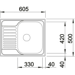 Нержавеющая сталь раковина BLANCO TIPO 45 S Mini, 60.5x50 см, Матовая поверхность
