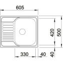 Nerūsējošā tērauda izlietne BLANCO TIPO 45 S Mini, 60.5x50 cm, Matēta virsma