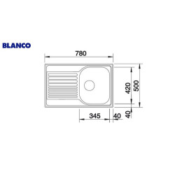 BLANCO TIPO 45 S Compact stainless steel sink, 78x50 cm, Matte finish