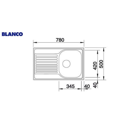 Нержавеющая сталь раковина BLANCO TIPO 45 S Compact, 78x50 см, Матовая поверхность