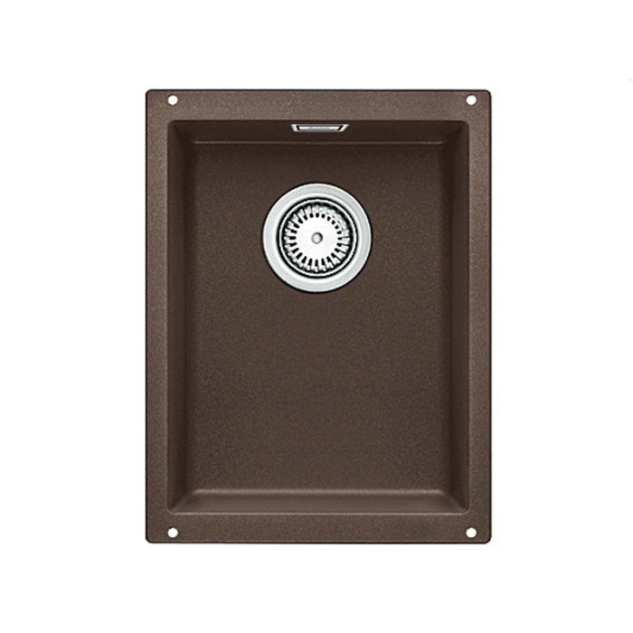 Under the countertop, a BLANCO SUBLINE 320-U sink is installed, 35x40 cm, Coffee.