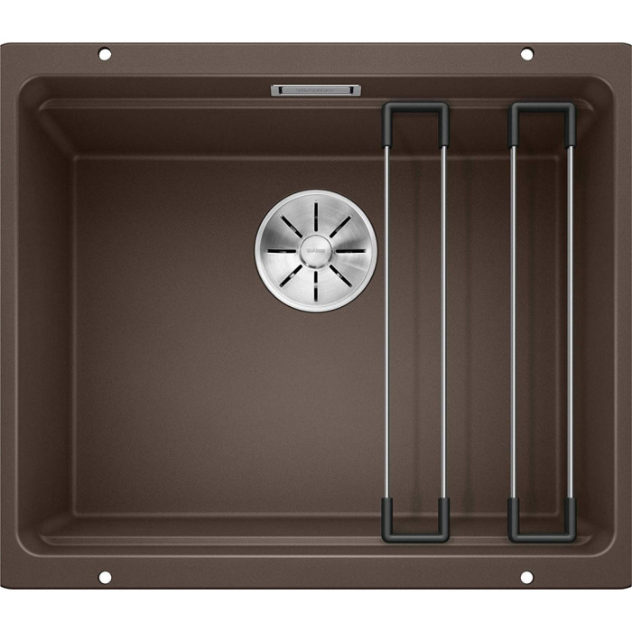 Under the countertop is installed the BLANCO ETAGON 500-U sink, 53x46 cm, Coffee.