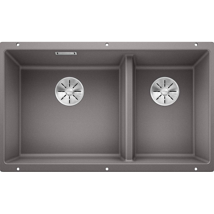 Под столешницей устанавливается мойка BLANCO SUBLINE 430/270-U, 75.5x40 см, алюминиевая.