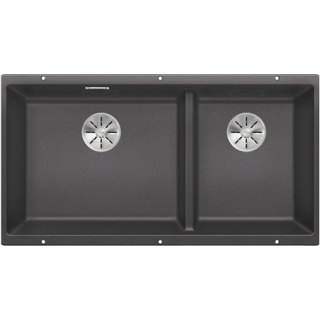 Under the countertop, a BLANCO SUBLINE 480/320-U sink is installed, 85.5x40 cm, Stone gray.