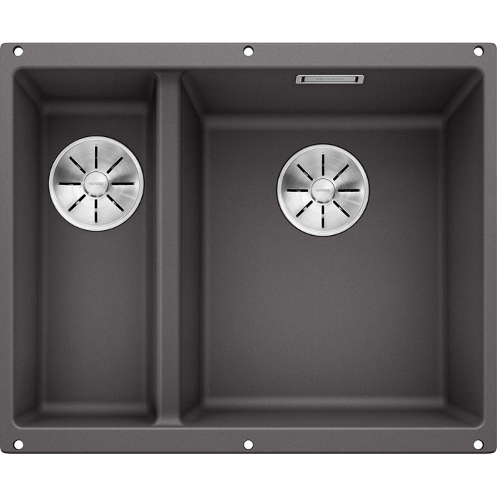 Under the countertop, a BLANCO SUBLINE 340/160-U sink is installed, 55.5x40 cm, Stone gray.