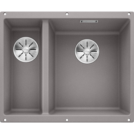 Under the countertop, a BLANCO SUBLINE 340/160-U sink is installed, 55.5x40 cm, Aluminum metal.