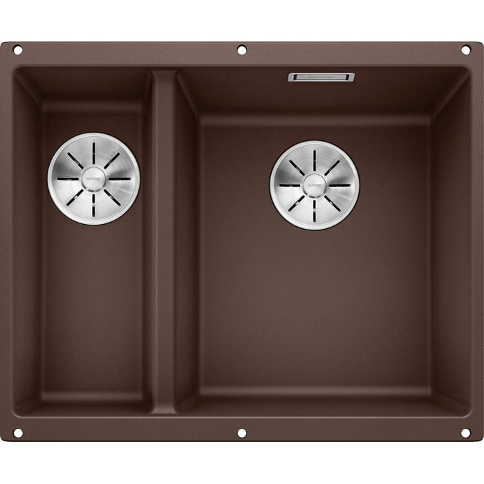 Under the countertop, a BLANCO SUBLINE 340/160-U sink is installed, 55.5x40 cm, Coffee.