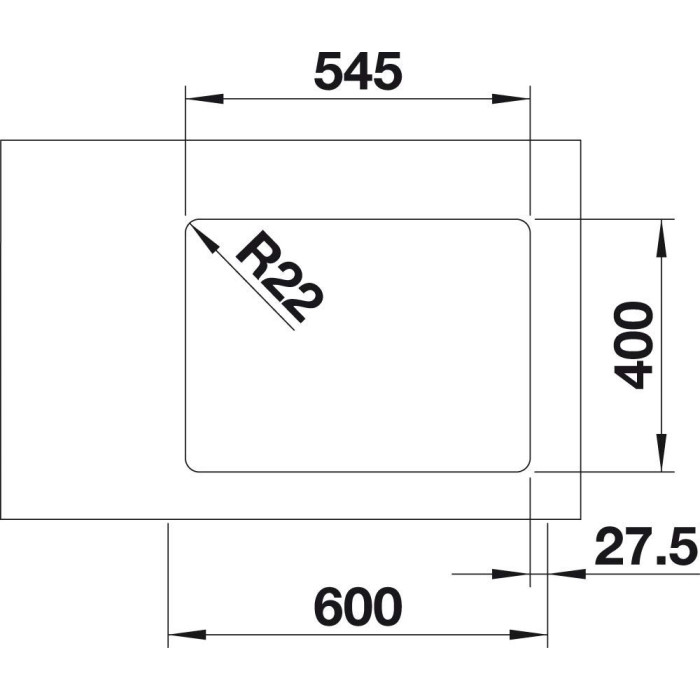 Pēc galda virsmas uzstādīta izlietne BLANCO ANDANO 340/180-U, 58.5x40 cm, Bez ekscentriskā vārsta, bļoda labajā pusē