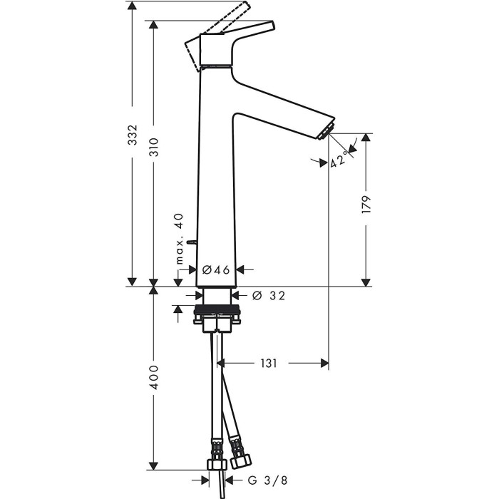 Смеситель для раковины с донным клапаном HANSGROHE Talis S 190, 72031000