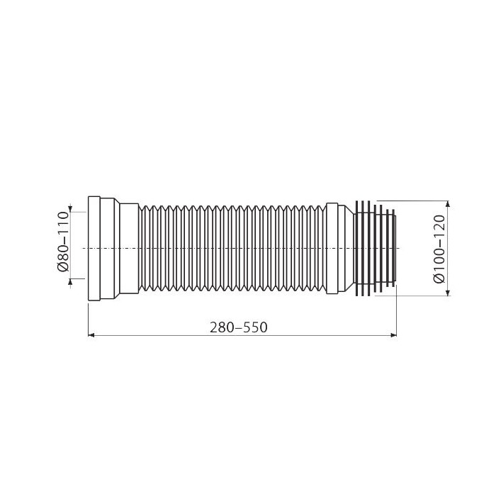 Elastīga savienojuma WC pieslēgumam ALCAPLAST A97, 110 mm