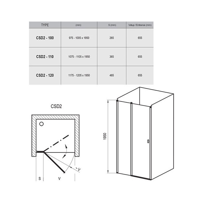 Shower doors RAVAK Chrome CSD2
