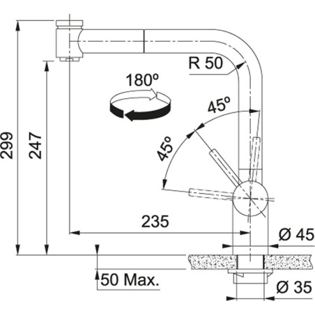 FRANKE ATLAS NEO kitchen (sink) faucet, with a pull-out hose, stainless steel body