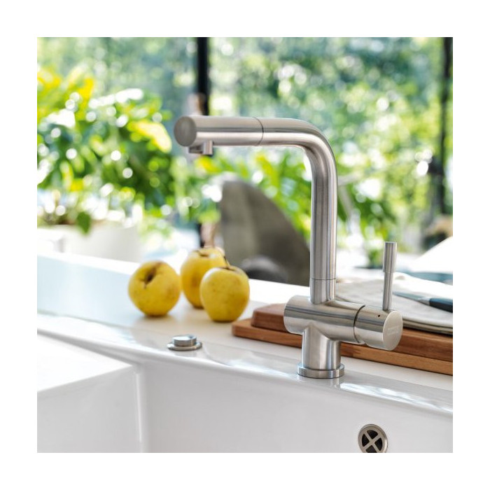Kitchen (sink) faucet FRANKE ATLAS NEO, with a pull-out hose and Laminarstrahl technology
