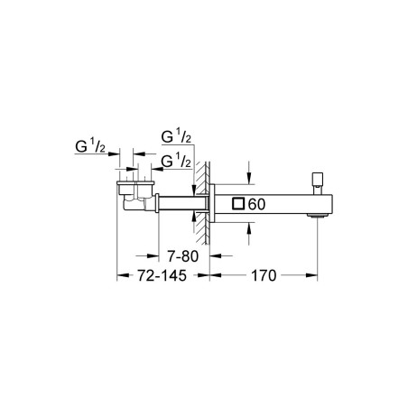 GROHE EuroCube 170 mm bathtub spout, 13304000