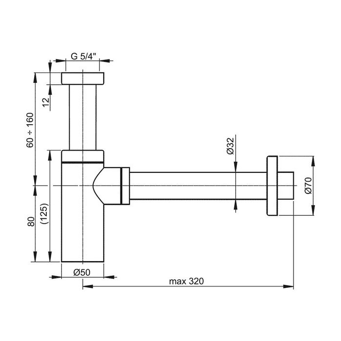 Сифон для раковины ALCA PLAST 1 1/4"" x 32 мм, черный