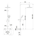 Black overhead thermostatic shower system OMNIRES Y1244LUXBL with a metal shower head
