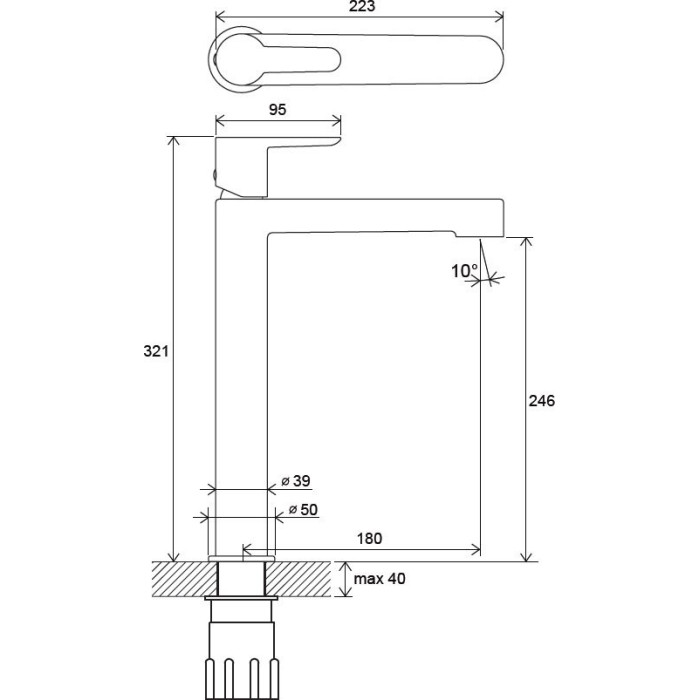 RAVAK Puri high basin mixer, without overflow