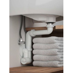 Siphon space-saving for sink with sediment trap, without vent HL 1 1/4"" x 32 mm, HL137/32