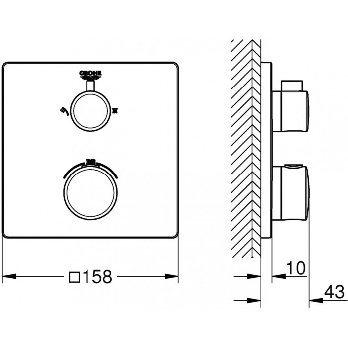 Potinkinā dušas sistēma GROHE Grohtherm Cosmopolitan 210 ar termostatu, 34734000